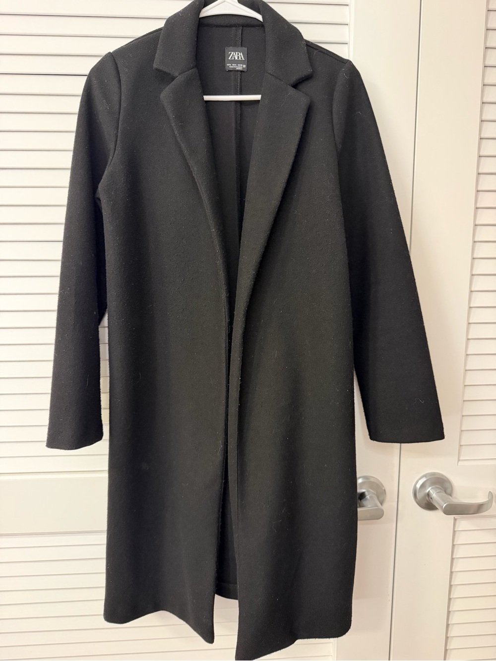 Zara Black Long Wool-Blend Trench Coat